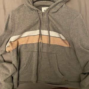Hollister striped cropped zip up